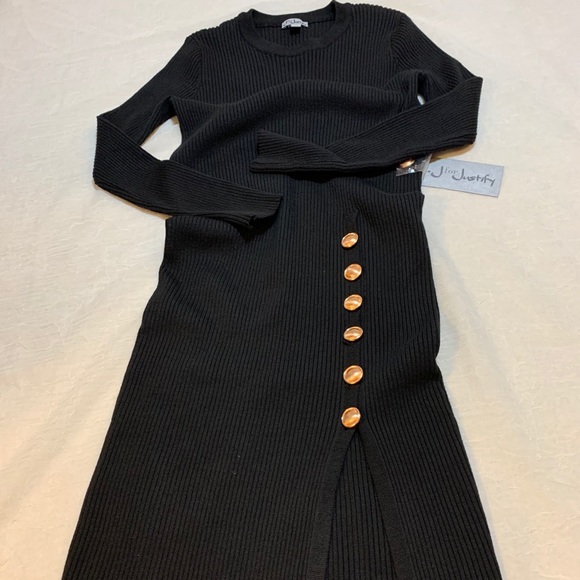 J for Justify sweater ribbed black dress - Picture 1 of 4